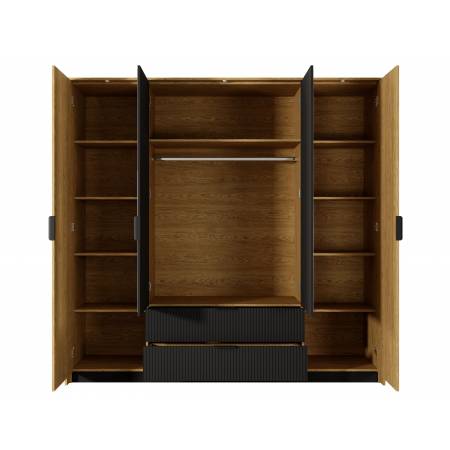 Szafa 4-drzwiowa 220 cm z lustrem i szufladami BALEO styl skandynawski